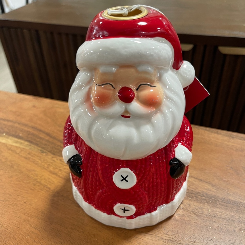 Christmas Santa Claus Ceramic Taper Candle Holder Martha Stewart NWT